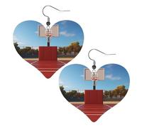 Basketball Court Backboard Prints Leather Heart earrings Pendant Stylish and beautiful Lightweight Dangle for Women Girls