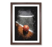 Basketball Court Paint Splash Framed Print | A2 Walnut Framed Wall Art | Ready to Hang | Modern Sport Picture | Living Room Bedroom Lounge Office
