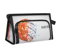 Basketball Creativity Travel Toiletry Bag for Women Men Girls Boys Basketball Ball Multifunctional Makeup Pouch Bag Wash Toiletries Cosmetic Organizer Shower Bag