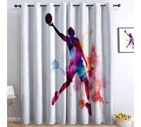Basketball Curtains Sports Competition Basketball Player 3D Print Pattern Eyelet Thermal Blackout Darkening Curtains Soft Soundproof Privacy Window Drapes for Living Room Bedroom 2 Panels 43 x 84 Inch