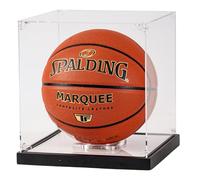 Basketball Display Case with LED Lights, Acrylic Clear Full Size with Solid Wood Base, Thickened UV Protected Soccer Basketball Display Stand Box for Autographed Ball and Memorial Gift