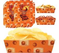 Basketball Disposable Paper Food Trays | 50 pcs Slam Dunk Snack Bowls | Basketball Theme Food Boats for Nachos, Chips | Hoops Theme Serving Baskets for Parties| Basketball Party Decorations | BASHOUT