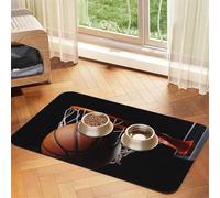Basketball Dog Food Mats for Floors, 16x24 Inch Non-Slip Super Absorbent Pet Food Mat, Dishwasher Dog Mat for Food and Water, Cute Rubber Quick Dry Pet Feeding Mat for Dogs Puppy Cats