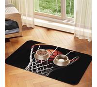Basketball Dog Food Mats for Floors, 16x24 Inch Non-Slip Super Absorbent Pet Food Mat, Dishwasher Dog Mat for Food and Water, Cute Rubber Quick Dry Pet Feeding Mat for Dogs Puppy Cats