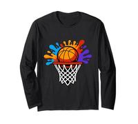 Basketball Dunk Splash Hoop Motion Graphic Design Long Sleeve T-Shirt