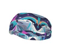 Basketball Elastic Headband, Fluid Polar Bear Unisex Sports Headband, Sports Running Cycling Yoga Fitness Sweat-Absorbent Band,