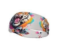 Basketball Elastic Headband, Glitch Tiger Roar Unisex Sports Headband, Sports Running Cycling Yoga Fitness Sweat-Absorbent Band,