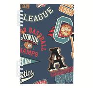 Basketball Emblems A5 Notebook, Sports Team Pennants Notebooks A5, Lined Paper Boys Notebook 120Pages/60Sheets, Work Books for Study, Workbook for Dairy, Revision Supplies Women Man