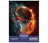 Basketball Fire Explosion 1000 Pieces Jigsaw Puzzle Bundle Jigsaw Puzzle Extra-Thick Cardboard Jigsaw Puzzle Collector Mind Relaxation Office Break Travel 52x38cm/1000pcs