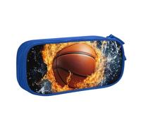 Basketball Fire Water Pencil Case for Boys Girls Sport Ball Large Pen Bag Desk Stationery Organizer Pencil Pouch for School Office Zippered Makeup Bag