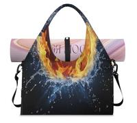 Basketball Fire Water Sports Duffle Bag with Shoe Compartment Weekend Overnight Bags Tote Cabin Luggage Bag for Gym Yoga Travel