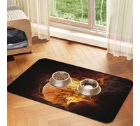 Basketball Fire,Waterproof Pet Feeding Mat,PU Leather Placemats for Cat Dog Water Bowl,Food Mats,30x45cm