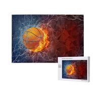 Basketball Flames And Waterdrops,1000 Pieces Wooden Jigsaw Family Game Jigsaw Puzzles for Adults Teens Home Decor