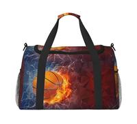 Basketball Flames and Waterdrops Lightweight Waterproof Large Capacity Handheld Shoulder Crossbody Travel Bag Personal Belongings Organizer Bag