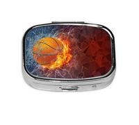Basketball Flames and Waterdrops,Meta Pill Box 2 Compartment Medicine Case,Portable Organizer,Rectangle Meta Portable Organizer Pill Box 626 Compartment Medicine Case
