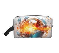 Basketball Flames and Waterdrops Portable Large-Capacity Travel Toiletry Bag (Print Models) Waterproof Makeup Storage Bag for Men and Women for Business Trips, Fitness, Bathroom, Daily Storage