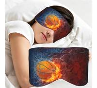 Basketball Flames and Waterdrops, Sleep Mask for Home Travel, Full Eye Covers Light Blocking Eye Mask Sleep Eye and Ear Muffs