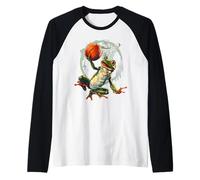 Basketball Frog Toad Slam Dunk Artwork Basketball Hoop Raglan Baseball Tee