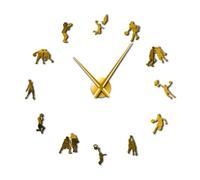 Basketball Game Sport Modern DIY Large Wall Clock Athlete Hoopster Sign Boys Room Decor Big Time Clock Mirror Effect(Gold,27inch)