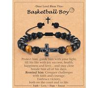 Basketball Gifts for Boys 8-12, Basketball Bracelet Stuff Accessories for 6-8-10-12-14-16-18 Year Old Boy, Cross Bracelet as Birthday Christmas Valentines Easter Graduation Gifts for Son Teen Boy