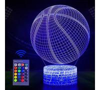 Basketball Gifts for Boys / Girls, Basketball 3D Night Light, 3D Illusion Lamp with 16 Colors Change Remote Control, Decorative Desk Lamp, Creative Best Christmas Birthday Gift for Kids Sport Fans