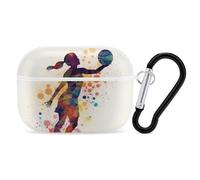 Basketball Girl Pattern AirPods Pro Case Cover with Keychain Ring PC Hard Shell Protective Case for AirPods Pro 2nd for Women Men Generation Easy Open Full Drop Protection Cover White-Style