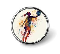 Basketball Girl Pattern Round Badge Cute Enamel Lapel Pin Brooches Button Pin Personalized Clothing Decoration Unisex Badge Holder Hats Bags Shirts Decor