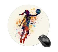Basketball Girl Pattern Round Mouse Pad Smooth Glide Gaming Mousepad Extra Density Portable Comfortable Mouse Mat for Desk, Home, Office 7.8x7.8 Inches