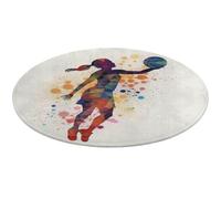 Basketball Girl Pattern Round Rug Soft Absorbent Bath Mat Entryway Anti Slip Rugs Farmhouse Front Back Door Mat 80 * 80cm for Bedroom Living Room Home Decorative