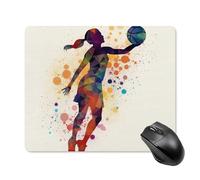 Basketball Girl Pattern Square Mouse Pad Portable Computer Mousepad with Non-Slip Rubber Base 18 * 22cm Ultra-Thin Gaming Mouse Mat for Computer Laptop Office Desk Accessories