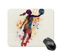 Basketball Girl Pattern Square Mouse Pad Portable Computer Mousepad with Non-Slip Rubber Base 20 * 25cm Ultra-Thin Gaming Mouse Mat for Computer Laptop Office Desk Accessories