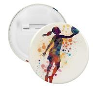Basketball Girl Pattern Tinplate Badge Personalized Round Brooch Large Craft Button Suitable for Teachers, Nurses, Doctors, Staff, Party Gift Accessories, 5PCS, Plastic, plastics