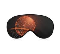 Basketball Going Through The Basket Sleep Mask Blindfold Orange Sport Ball Adjustable Super-Smooth Soft Eye Mask Cover for Men Women Travel and Nap