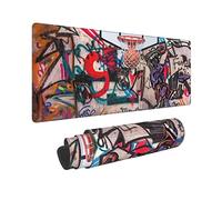 Basketball Graffiti Hip Hop Hippie Men Mouse Pad XL Extended Desk Mat, Non Slip Rubber Base Stitched Edge Gaming Pc Desktop Large Mice Pad,31.5 x 11.8 Inch