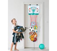 Basketball Hamper Toy for Kids - Fun Over-the-Door Laundry Hoop with Ball - Build Good Habits Early & Keep the Floor Tidy(Green)