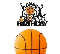 Basketball Happy 8th Birthday Cake Topper, Black & Orange Glitter Basketball Eight Cake Topper, 8 Years Old Birthday Cake Decor for Boy, Sport Themed Birthday/Anniversary Party Decorations