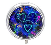 Basketball Heart Blue Pill Case Box with 3 Compartment Medicine Vitamin Organizer for Purse Pocket 5x5cm