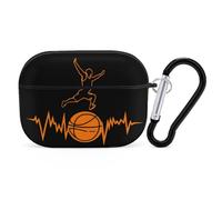Basketball Heartbeats Compatible with Airpod Pro Case PC Scratch-Resistant Drop-Proof Protective Cover with Keychain Black-style