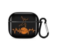 Basketball Heartbeats Compatible with Airpods 3 Case PC Scratch-Resistant Drop-Proof Protective Cover with Keychain