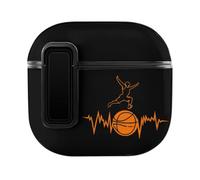 Basketball Heartbeats Compatible with Airpods 4 Case PC Scratch-Resistant Drop-Proof Protective Cover with Secure Buckle