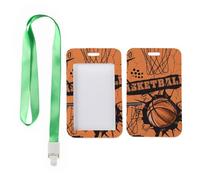 Basketball Hoop Badge Holder with Green Lanyard, Lanyard Holder, Vertical Name Badges Protector for Student, Vertical Cards Protector for Office, Bus Driver Accessories Paramedic Accessories