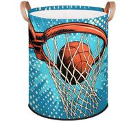 basketball Hoop Laundry Basket Foldable Sports Basketball Laundry Hamper Round Storage Basket With Handle For Bathroom/Laundry Storage/Bedroom Storage Basket