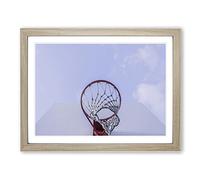 Basketball Hoop Modern Framed Wall Art Print, Ready to Hang Picture for Living Room Bedroom Home Office Décor, Oak A2 (64 x 46 cm)