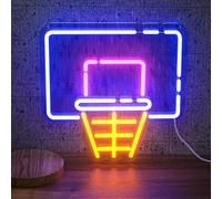 Basketball Hoop Neon Sign for Wall Decor - LED Dimmable Light Sign with Brightness Control for Sports Fans, Kids Room, Man Cave, Bedroom, Bar, Game Room, Party & Holiday Decorations (13.8" x 12.6")