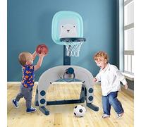 Basketball Hoop Set, 3-in-1 Kids Basketball Stand Sports Activity Center Adjustable Easy Score Basketball Hoop, Football/Soccer Goal/Ring Toss, Best Gift for Toddlers Kids Boys & Girls