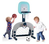Basketball Hoop Set, 3-in-1 Kids Basketball Stand Sports Activity Center Ball Games Adjustable Easy Score Basketball Hoop, Football / Soccer Goal / Ring Toss, Best Gift for Toddlers Kids Boys & Girls
