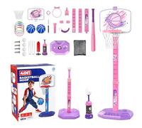 Basketball Hoop Set - Adjustable Stand System, Indoor Outdoor Goal | Durable Backboard with Breakaway Rim, Stable Base for Practicing Shots Playing Games or Training Seessions in Driveways Yards