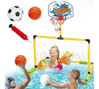 Basketball Hoop Set by the Pool Basketball - Floating Waterproof Goal, Portable Sports Backboard, Inflatable Ball Game Kit with Pump Ball, Outdoor Play Structure for Children Adults School