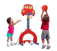 Basketball Hoop Set for Toddlers Kids Indoor Outdoor 4-in-1 Sports Activity Center Play Set Adjustable Basketball Hoop/Soccer Goal Ring Toss Golf Best Gift for Kid Baby Toddler Infant