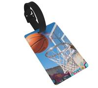 Basketball Hoop Shot Luggage Tags for Suitcases - Durable PVC ID Tags with Detachable Straps for Travel, Backpack, Golf Bag, Anti-Loss